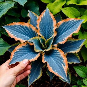 Хоста Океан Вью купить по цене от 960р. в интернет-магазине «Посадика» с доставкой почтой в в Полярныйе и по всей России – [изображение №1].