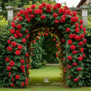 Роза плетистая Алый Триумф купить по цене от 319р. в интернет-магазине «Посадика» с доставкой почтой в в Полярныйе и по всей России – [изображение №1].